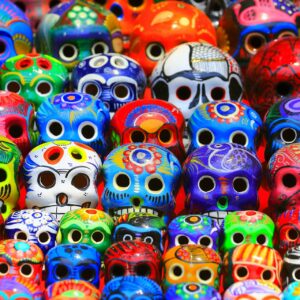 Día de Muertos: Mexican Calaveras, skulls pattern, Mexico City culture
