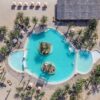 Salt Water Pool Aerial shot with palm trees at Six Senses Zighy Bay, Oman